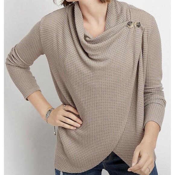 Maurice asymmetrical waffle cardigan Beige Sz XS - Picture 1 of 12